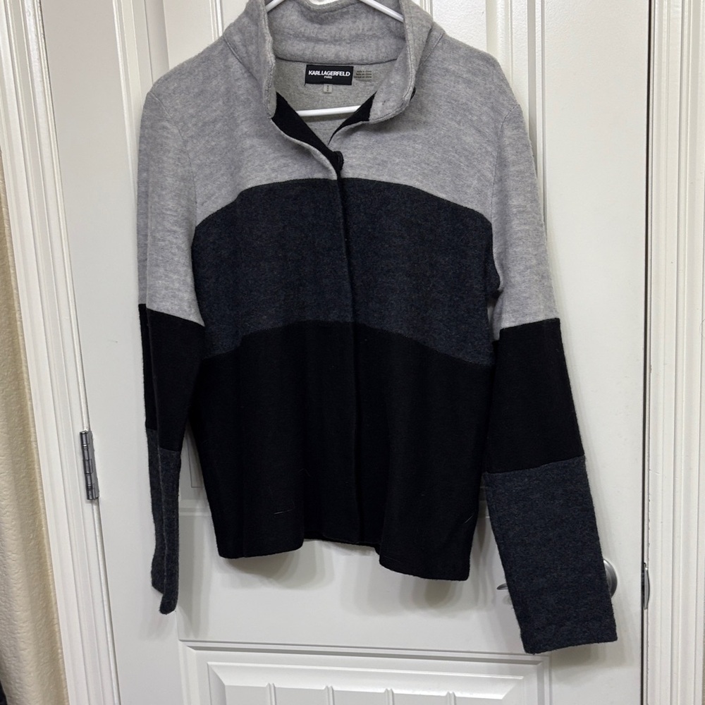 Karl Lagerfeld‎ Two-Tone Gray and Black Sweater